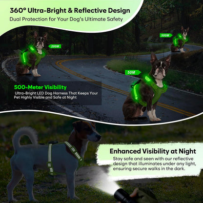 LED Rechargeable Adjustable Dog Vest Harness