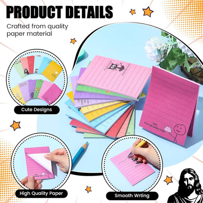 12 Pcs Funny Sticky Notes for Work 4x3''