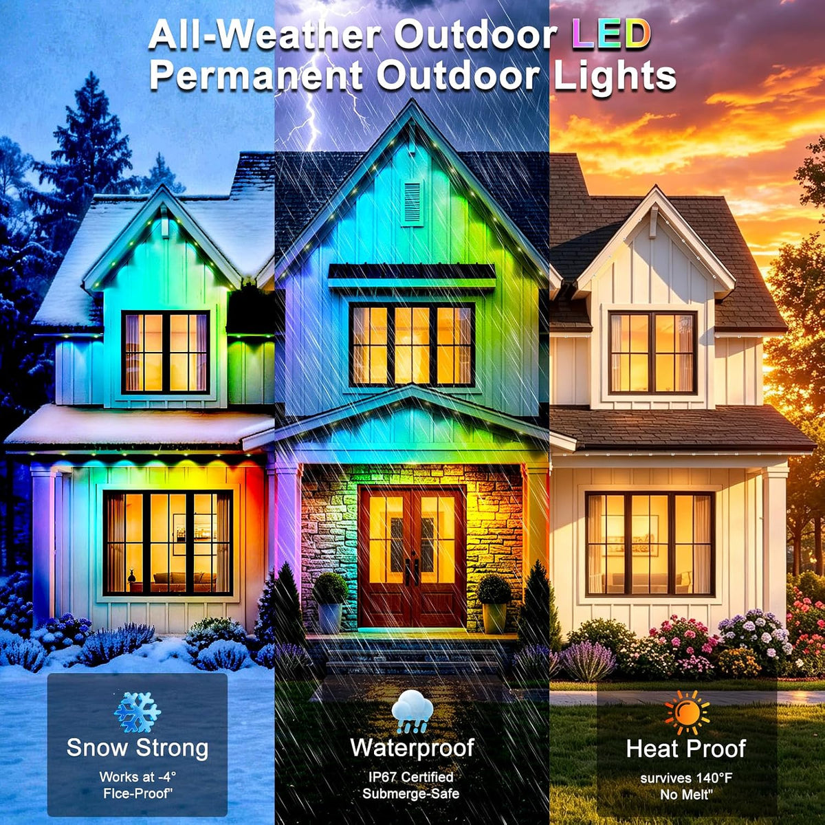 Smart Permanent Outdoor LED Lights with App Control & RGB Colors