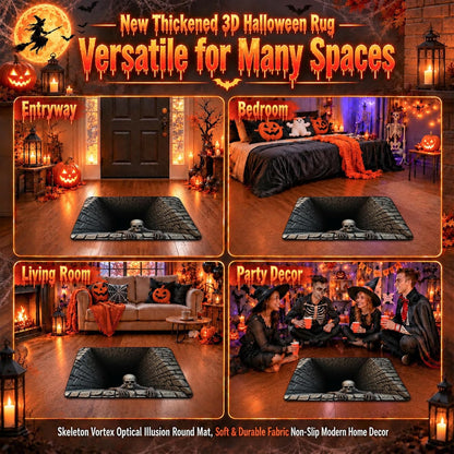 3D Halloween Skull Doormat – Optical Illusion Crystal Velvet Rug