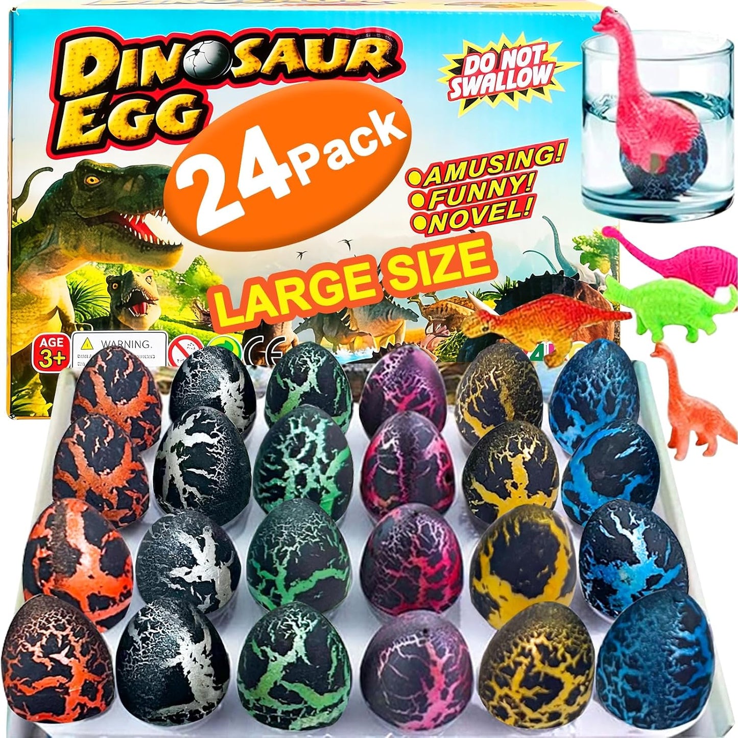 24 Pcs Large Hatching Dinosaur Eggs Easter Party Favors