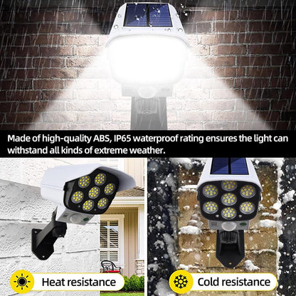 Solar Motion Sensor Security Light – 2000 Lumens, 77 LEDs, IP66, Fake Camera Decoy