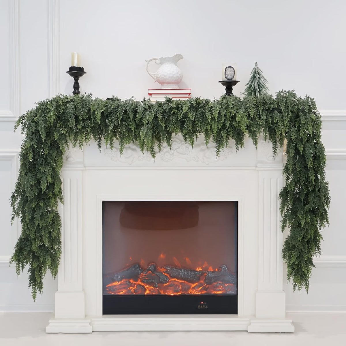 Artificial Christmas Cedar Garlands – Realistic Faux Greenery for Fireplace & Holiday Home Decor