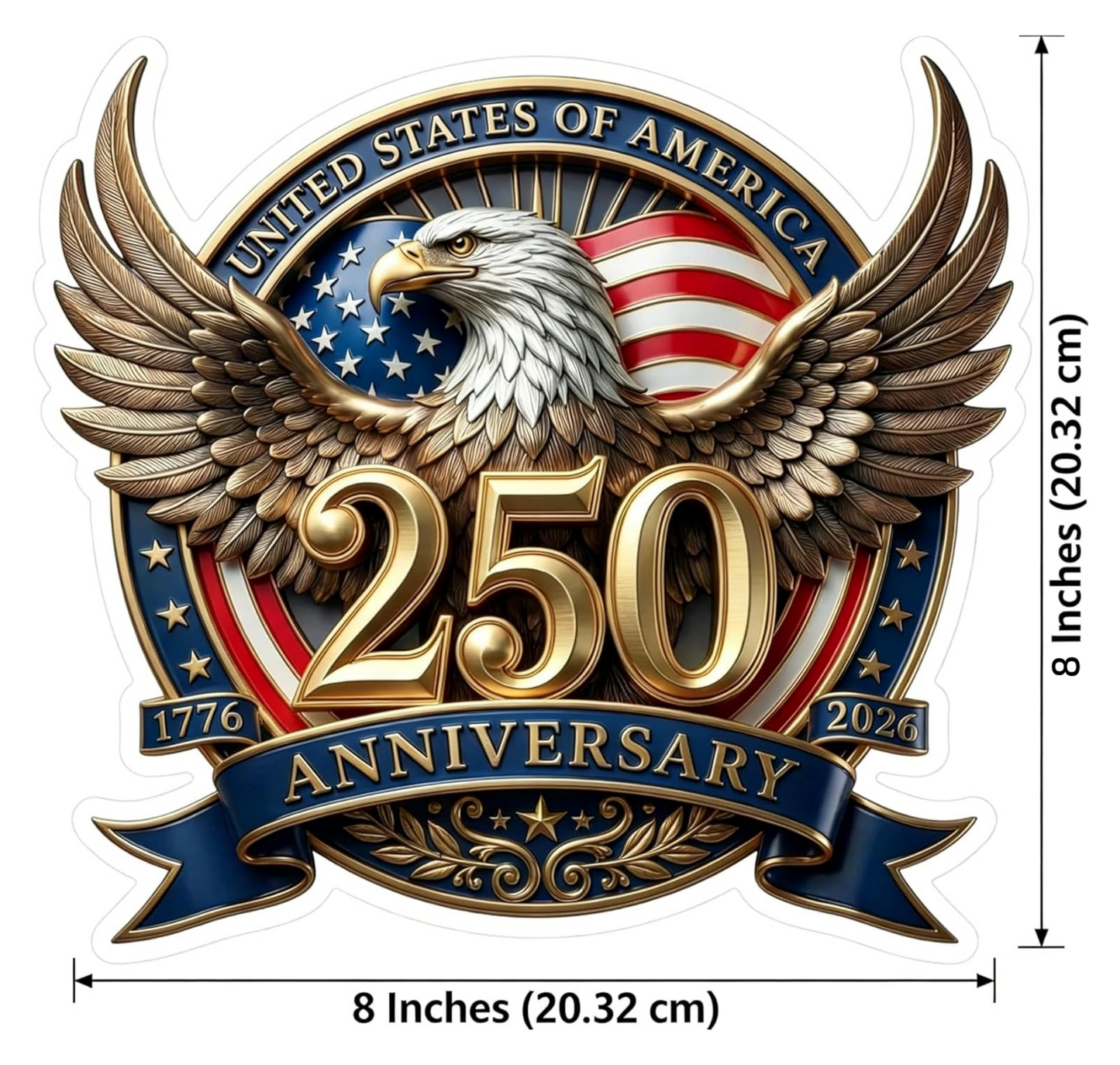 2PCS 250th Anniversary USA Car Decal Sticker