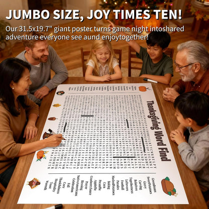 Jumbo Thanksgiving Word Search Poster – Giant 31.5"x20" Wall Game