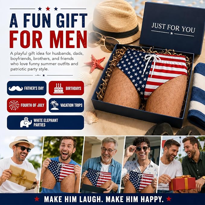 Custom Funny Patriotic Swim Trunks for Men