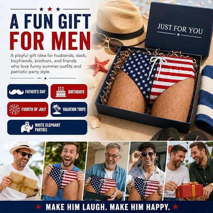 Custom Funny Patriotic Swim Trunks for Men