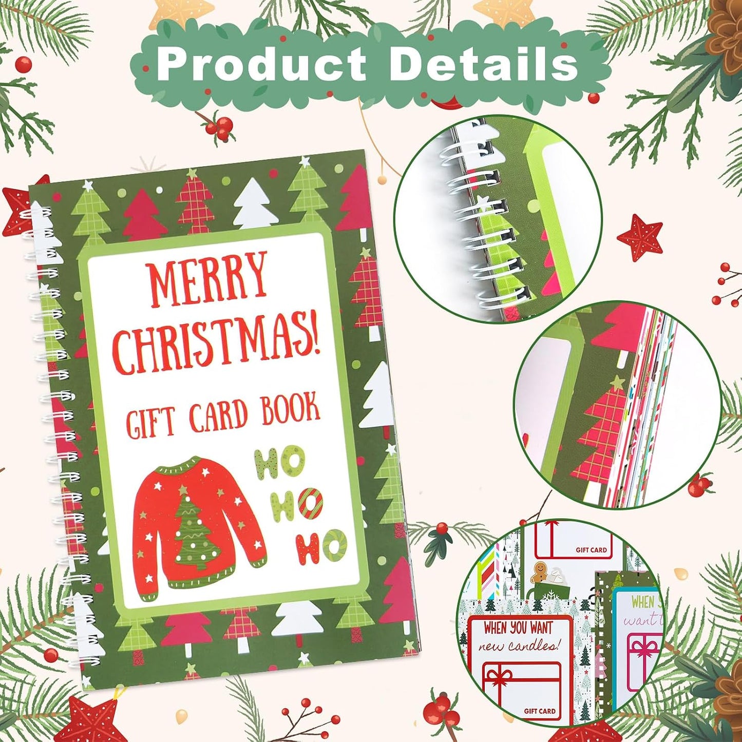 Gift Card Book Christmas-20 Pages Gift Card Holder Christmas