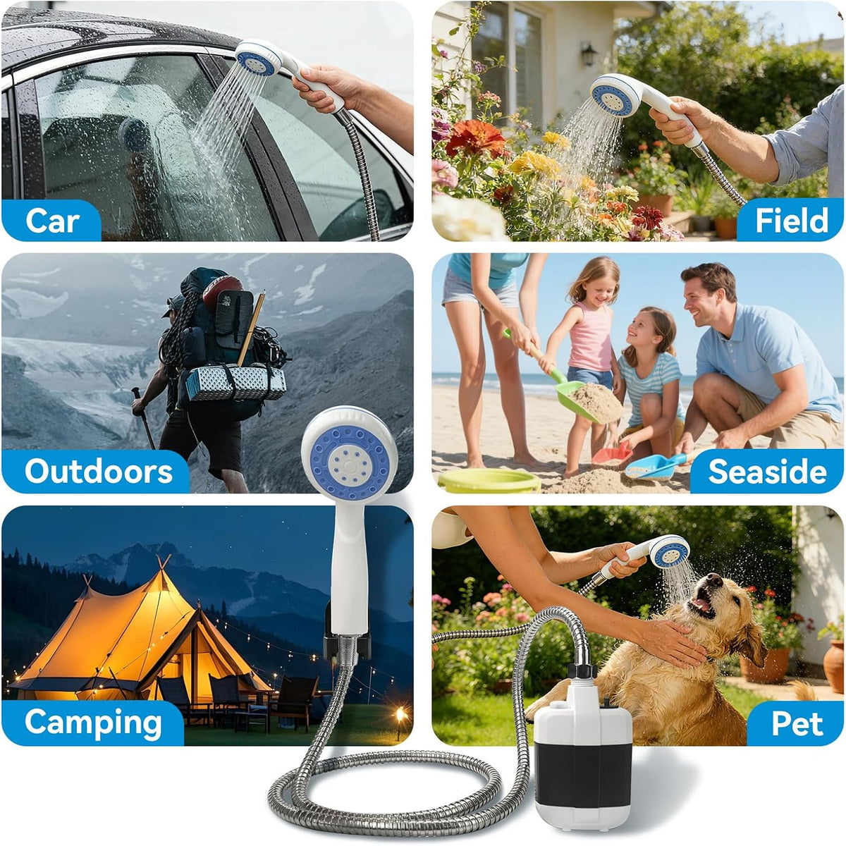 Portable Camping Shower – 1500mAh Self-Priming USB Electric Shower