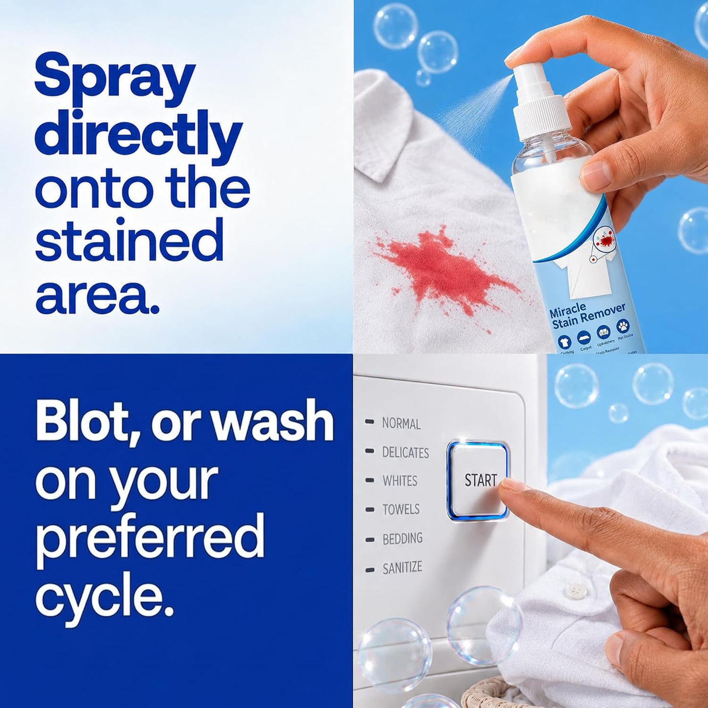 Miracle Stain Remover Spray – 4oz All-in-One, No Harsh Chemicals
