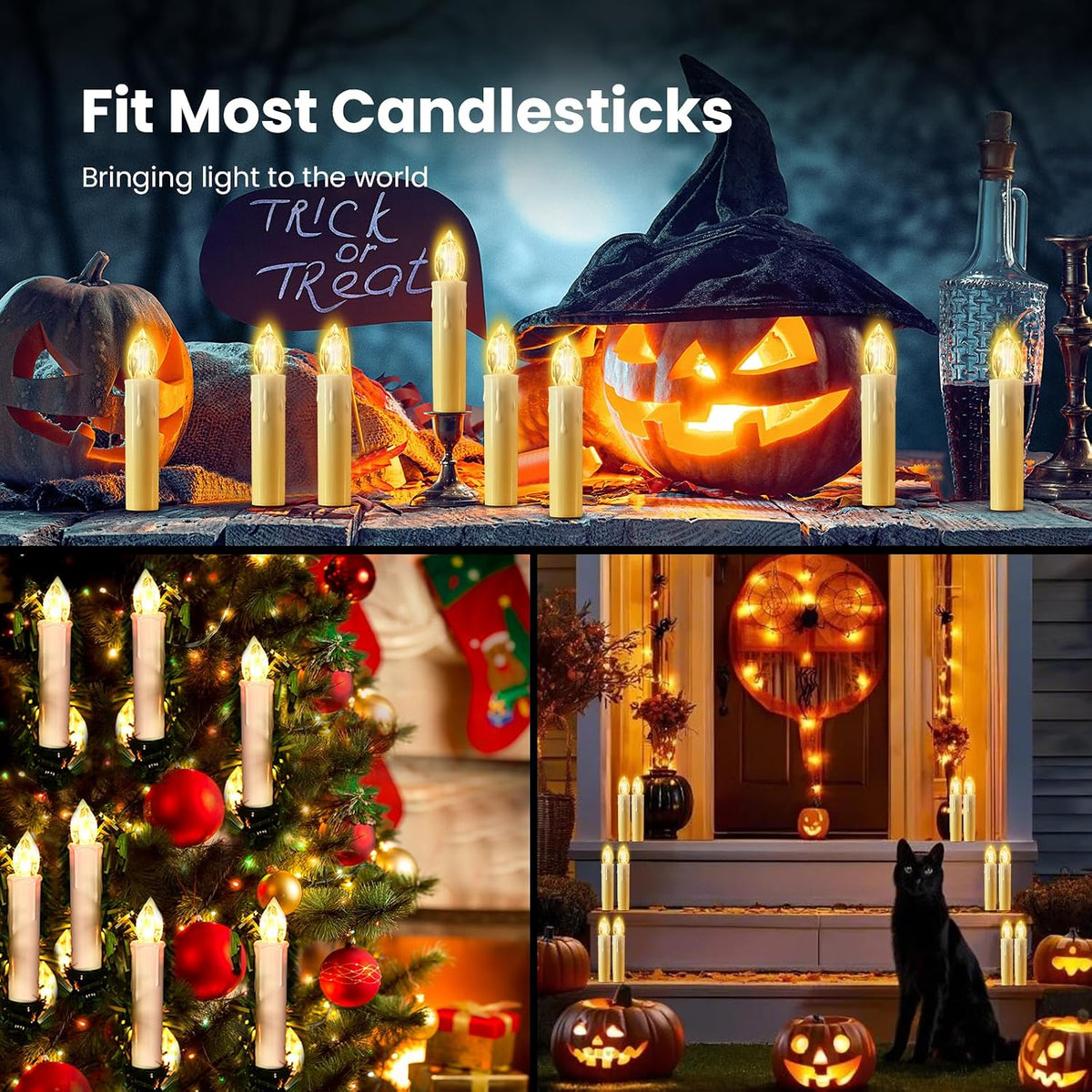 10Pcs Flameless Christmas Trees Candles with Remote Timer