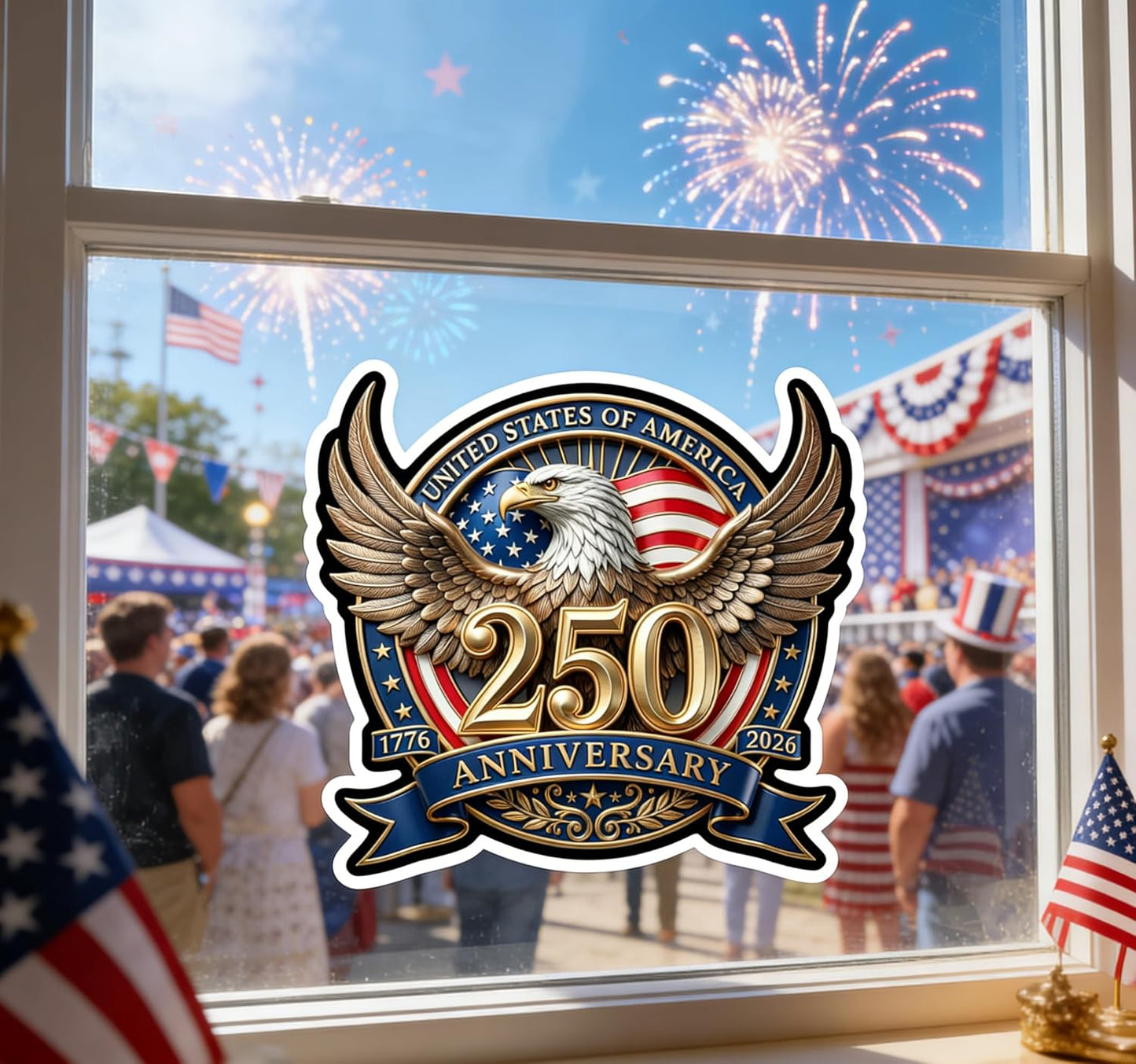 2PCS 250th Anniversary USA Car Decal Sticker