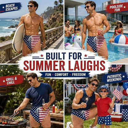 Custom Funny Patriotic Swim Trunks for Men