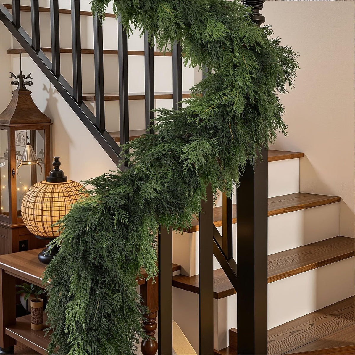 Artificial Christmas Cedar Garlands – Realistic Faux Greenery for Fireplace & Holiday Home Decor