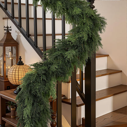 Artificial Christmas Cedar Garlands – Realistic Faux Greenery for Fireplace & Holiday Home Decor
