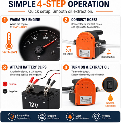 12V Oil Extractor Pump — Electric Oil Change Transfer Pump