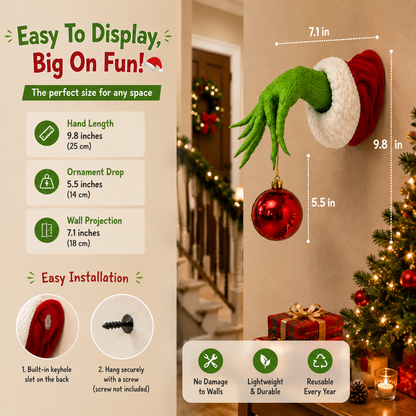 The Christmas Mischief Hand™ – Fun Holiday Wall Decor with Hanging Ornament