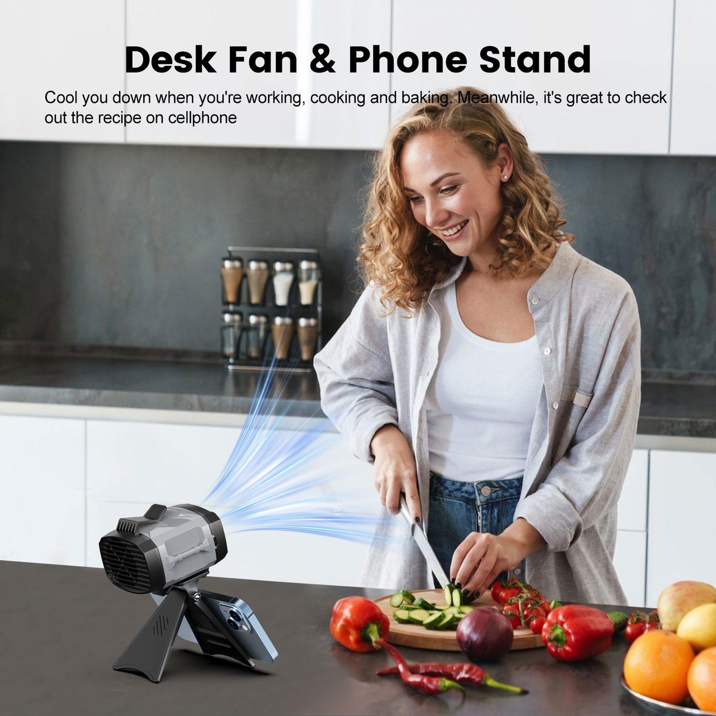 Portable Clip Fan – Rechargeable Strong Airflow Cooling Fan with Stand