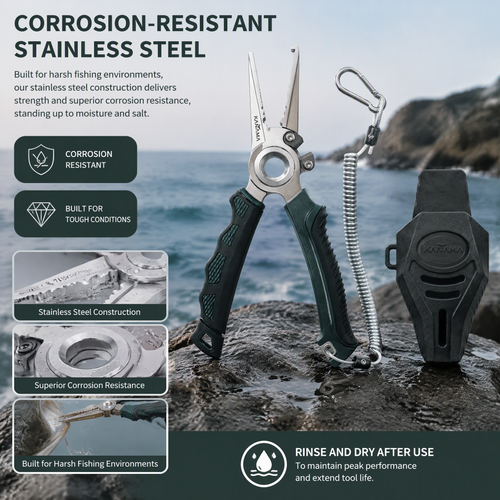17-4 Stainless Steel Fishing Pliers with Tungsten Carbide Cutters