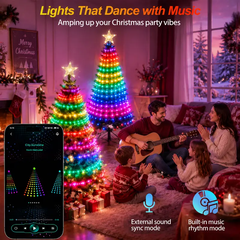 Smart Christmas Tree Lights -Color-Changing Light String with Remote and APP Control