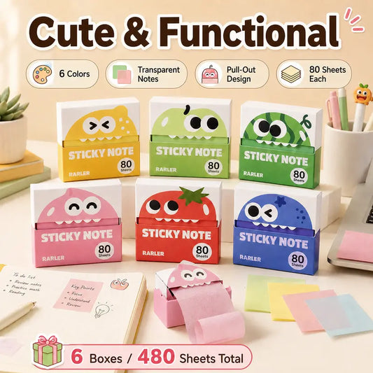 6-Pack Transparent Pull-Out Sticky Notes