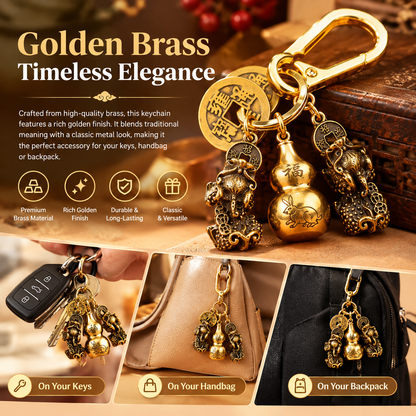 Chinese Pixiu Fortune Keychain – Brass Zodiac Protection Charm