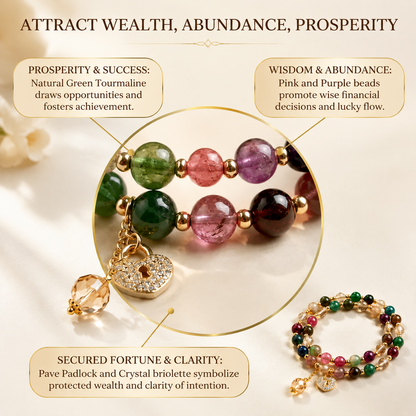 Premium Double Strand Rainbow Tourmaline Beaded Bracelet