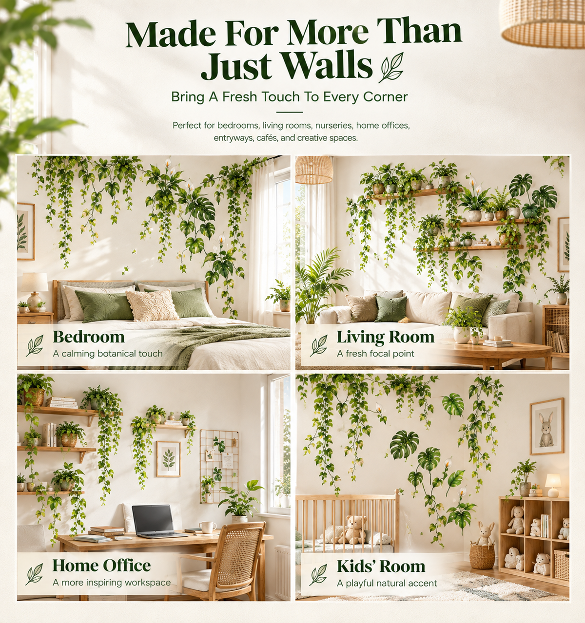 Tropical Potted Plants Wall Stickers-Removable DIY Art Murals for Family Background Wall