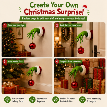 The Christmas Mischief Hand™ – Fun Holiday Wall Decor with Hanging Ornament