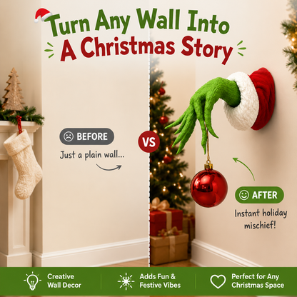 The Christmas Mischief Hand™ – Fun Holiday Wall Decor with Hanging Ornament