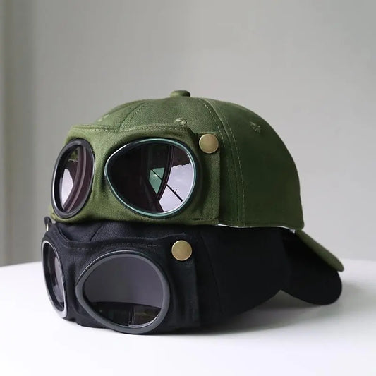 Korean-Style Pilot Baseball Cap – Glasses-Ready, Curved Visor
