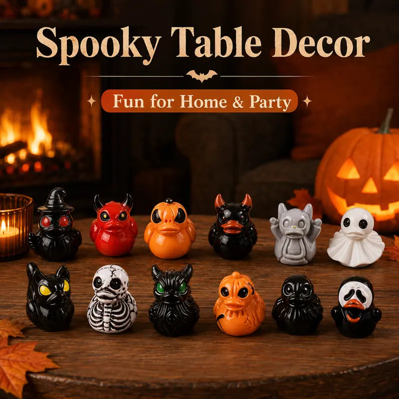 Mini Spooky Skull Devil Resin Duck Ornament