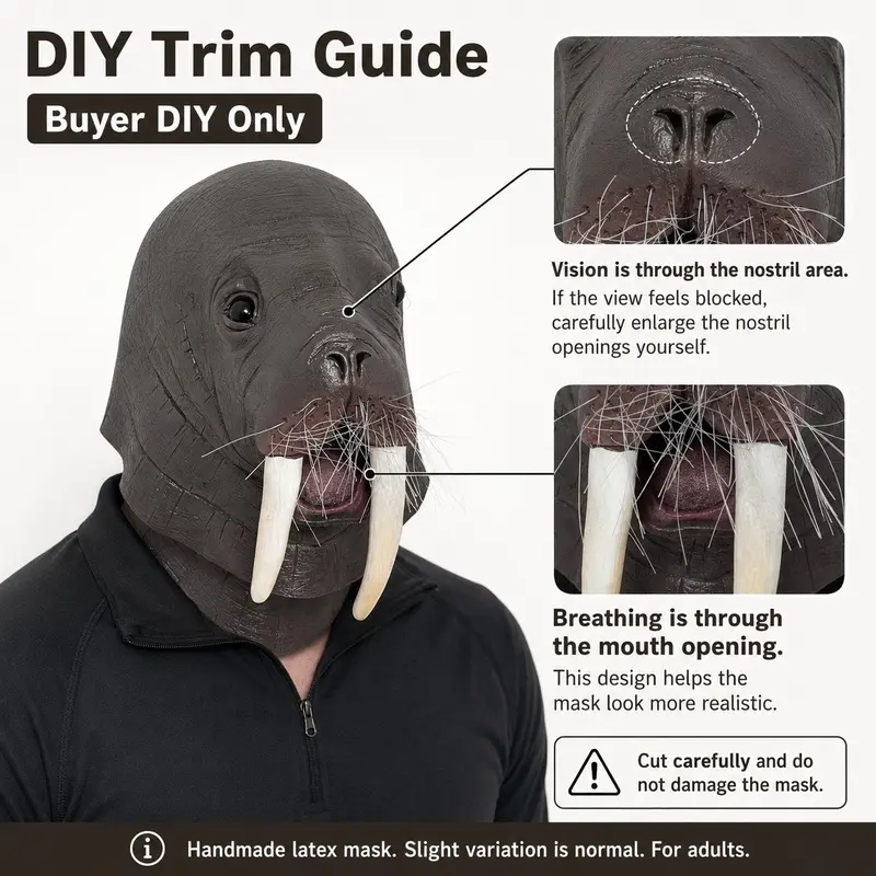 Full Head Realistic Walrus Mask—Adult Halloween Cosplay Costume