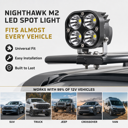NightHawk M2 Vehicle-Mounted LED Spot Light – Scan More Ground, Extreme Brightness