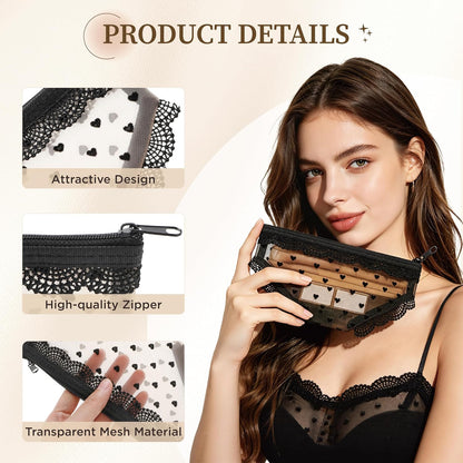 Cute Lace Triangle Briefs Shape Mesh Makeup Bags