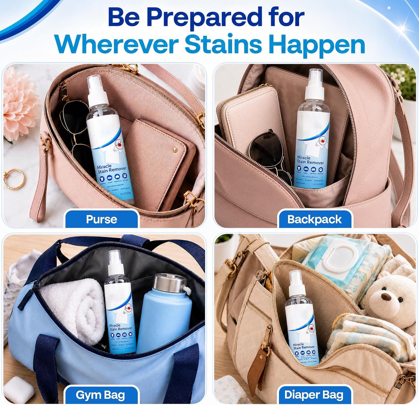 Miracle Stain Remover Spray – 4oz All-in-One, No Harsh Chemicals
