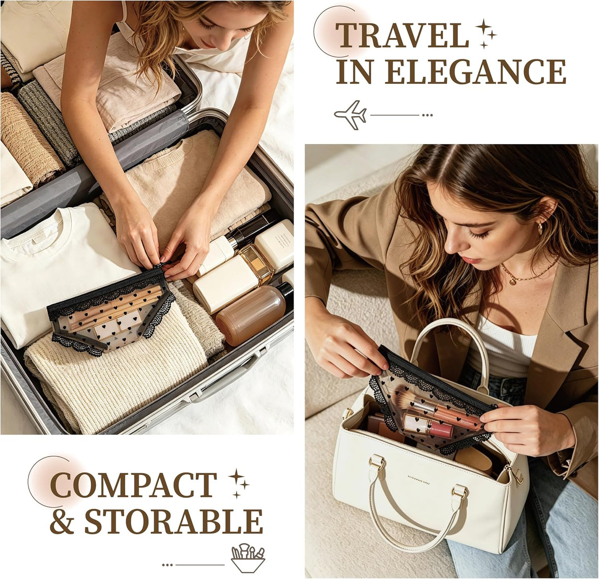 Cute Lace Triangle Briefs Shape Mesh Makeup Bags