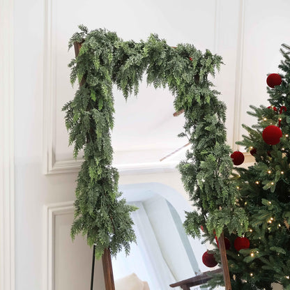 Artificial Christmas Cedar Garlands – Realistic Faux Greenery for Fireplace & Holiday Home Decor