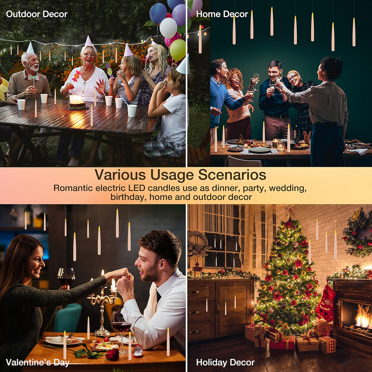 Flameless Candles with Magic Wand Remote for Christmas & Halloween Decor