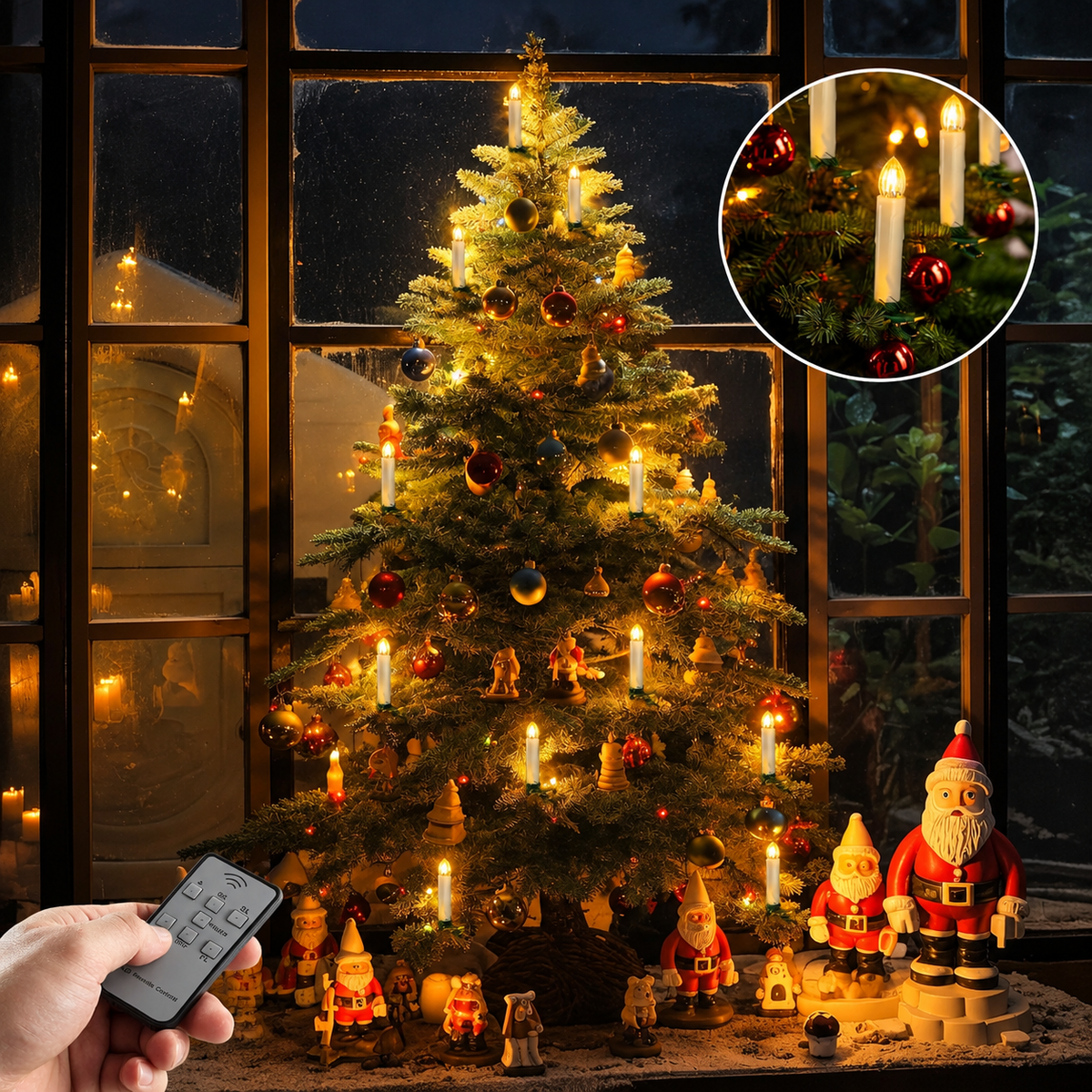 10Pcs Flameless Christmas Trees Candles with Remote Timer