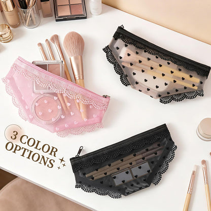 Cute Lace Triangle Briefs Shape Mesh Makeup Bags