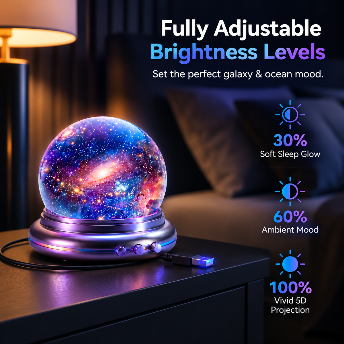 5D Holographic Night Light Projector
