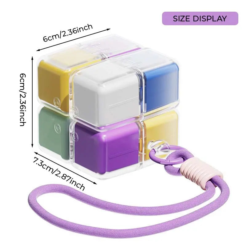 Pastel Macaron Multicolor Magic Cube Pill Storage Box