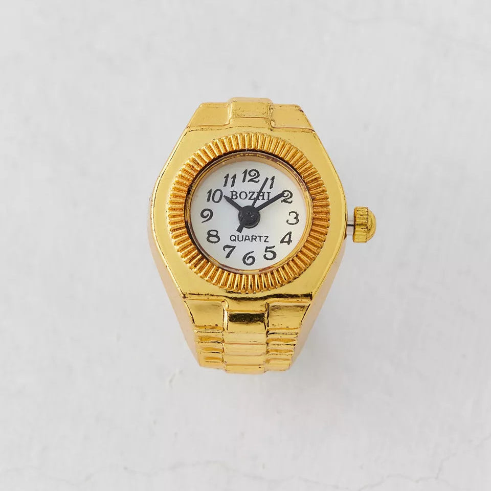 Individuality Vintage Punk Alloy Elastic Stretchy Quartz Watch Rings