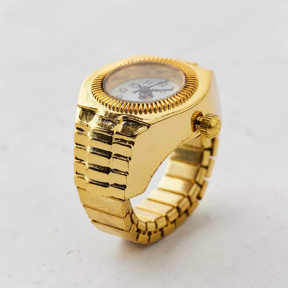 Individuality Vintage Punk Alloy Elastic Stretchy Quartz Watch Rings