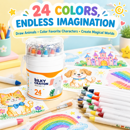 24 Washable Crayons for Toddlers – Non-Toxic Twist-Up Paint Sticks