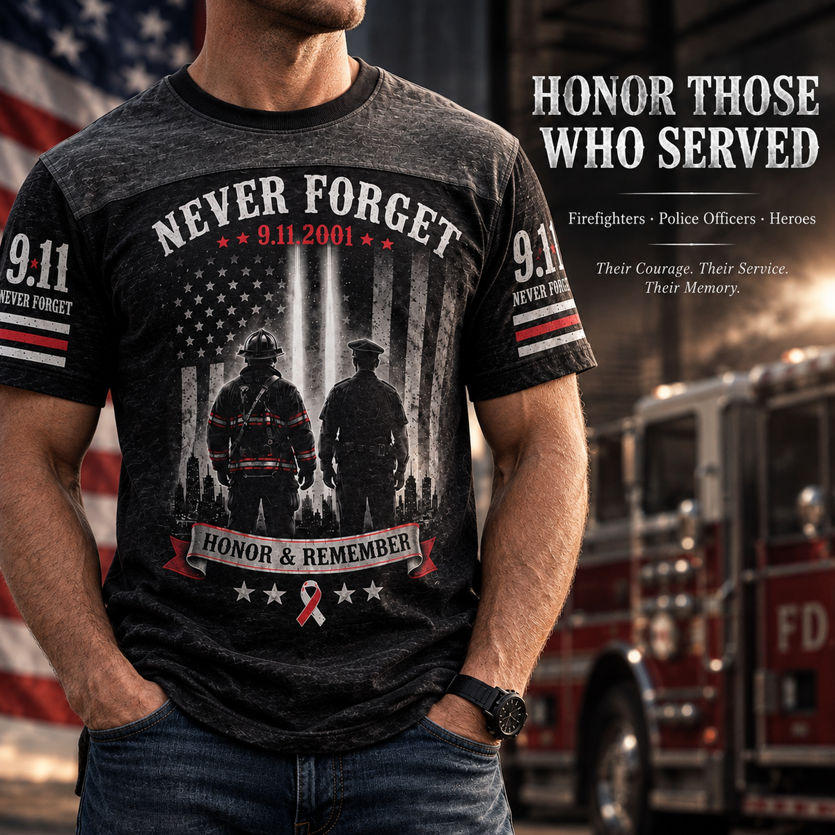 Never Forget Printed Crew Neck T-shirt