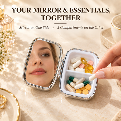 Vintage Pill Organizer Case|2-Compartment Medicine Organizer