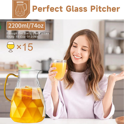 Glass Pitcher with Lid Beverage Carafe