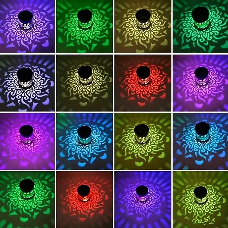 2-Pack Solar Mandala Projector Wall Lights